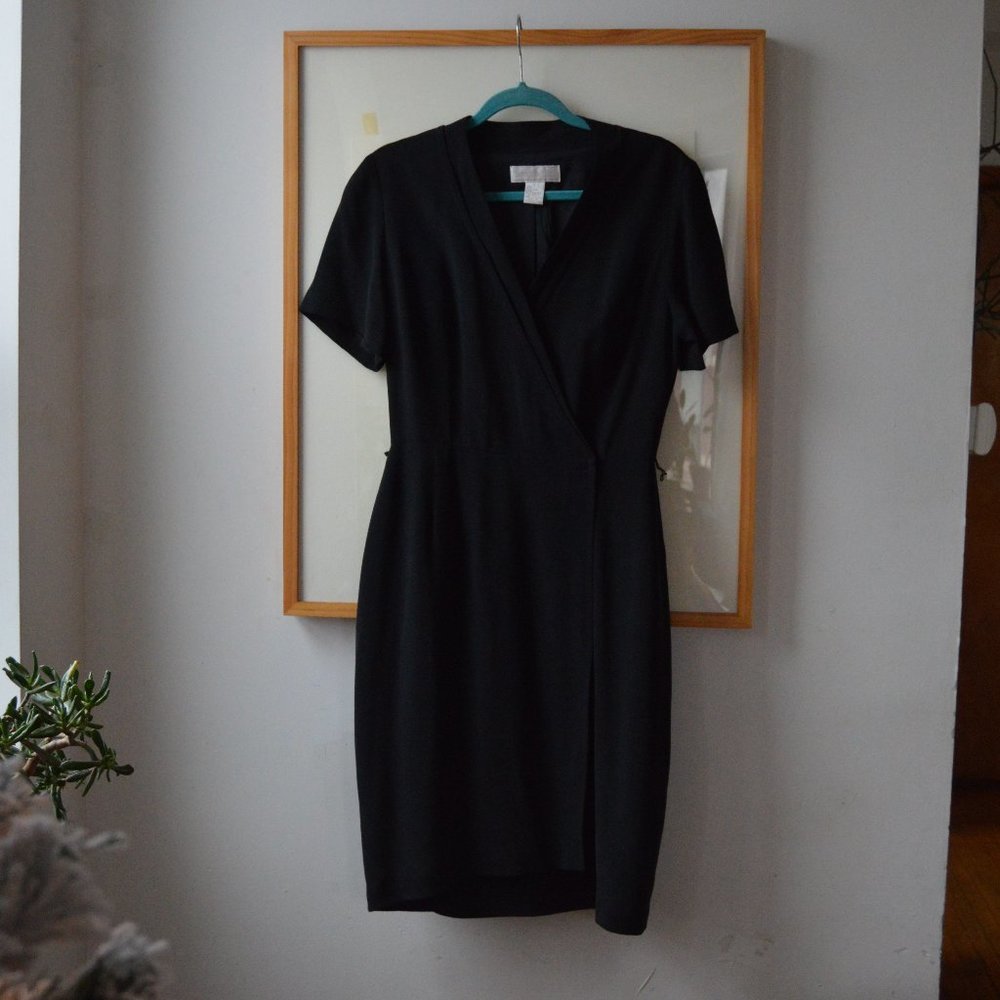 Vintage 1990s Designer Barrie Pace LTD 100% Silk Black Pencil Dress Size 8